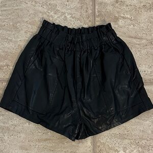 Fashion Nova High Waist Black Women's Shorts pleather fake leather